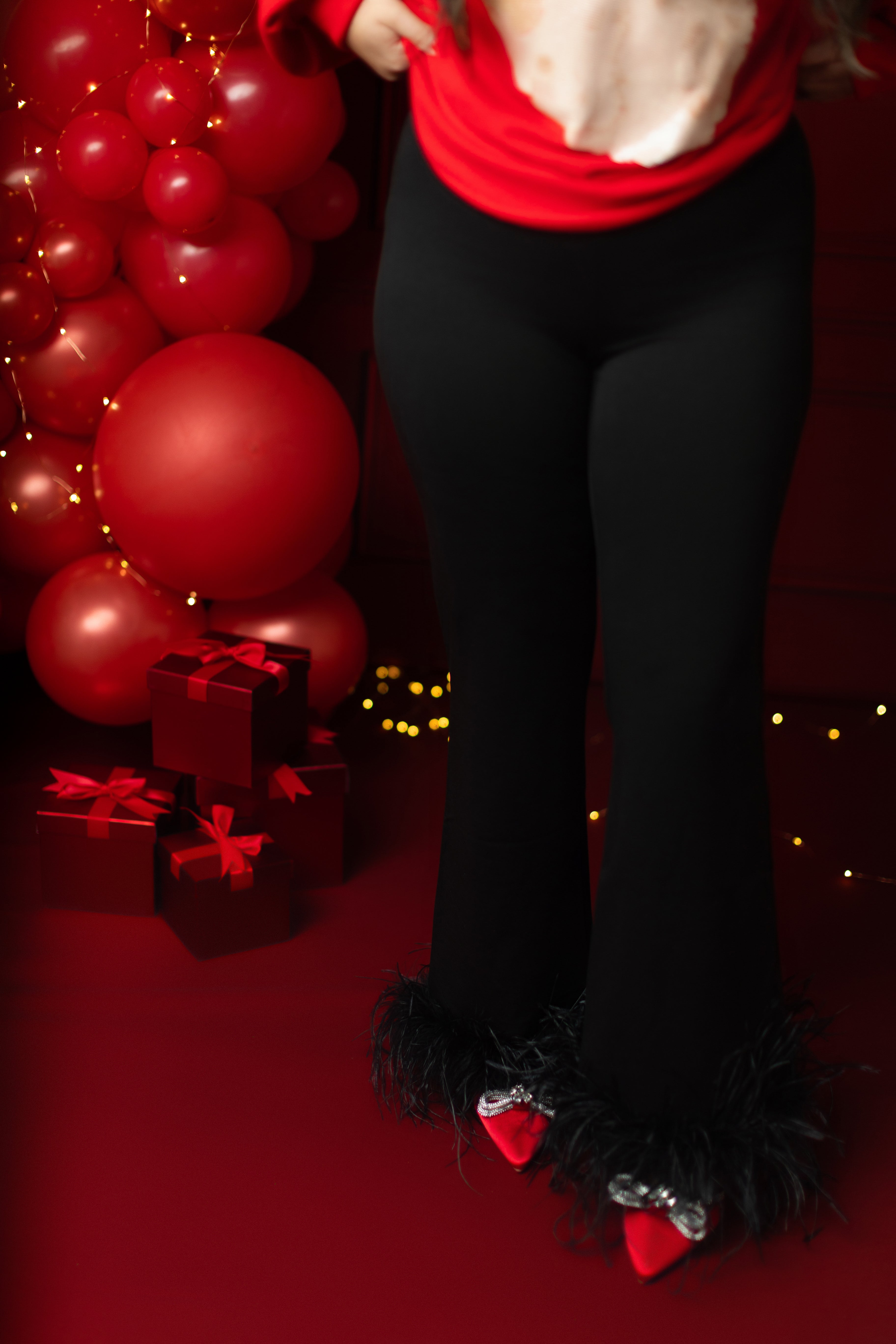 Black Feather Pants (PREORDER)-LL Trendy Clothing Store