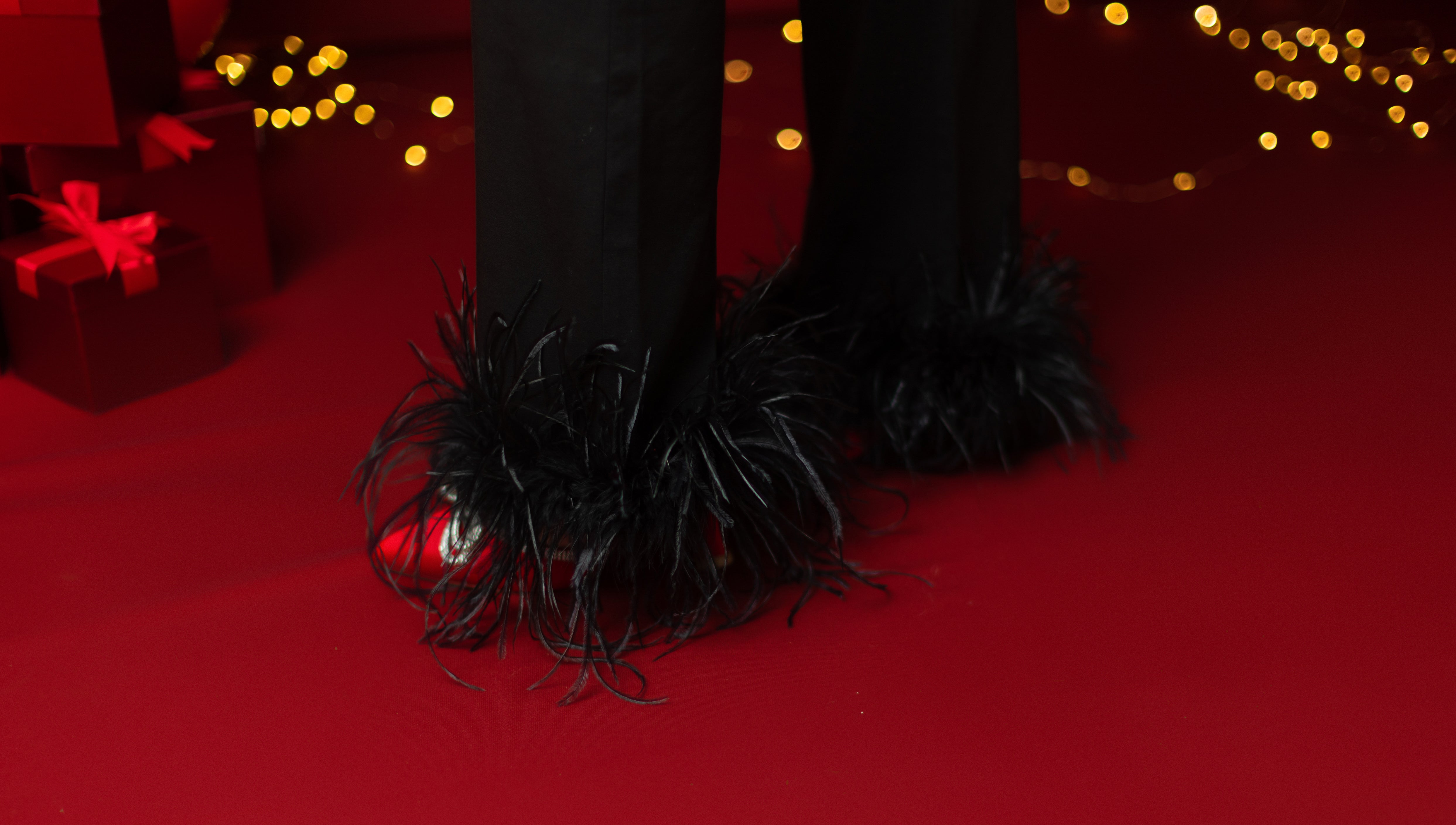 Black Feather Pants (PREORDER)-LL Trendy Clothing Store