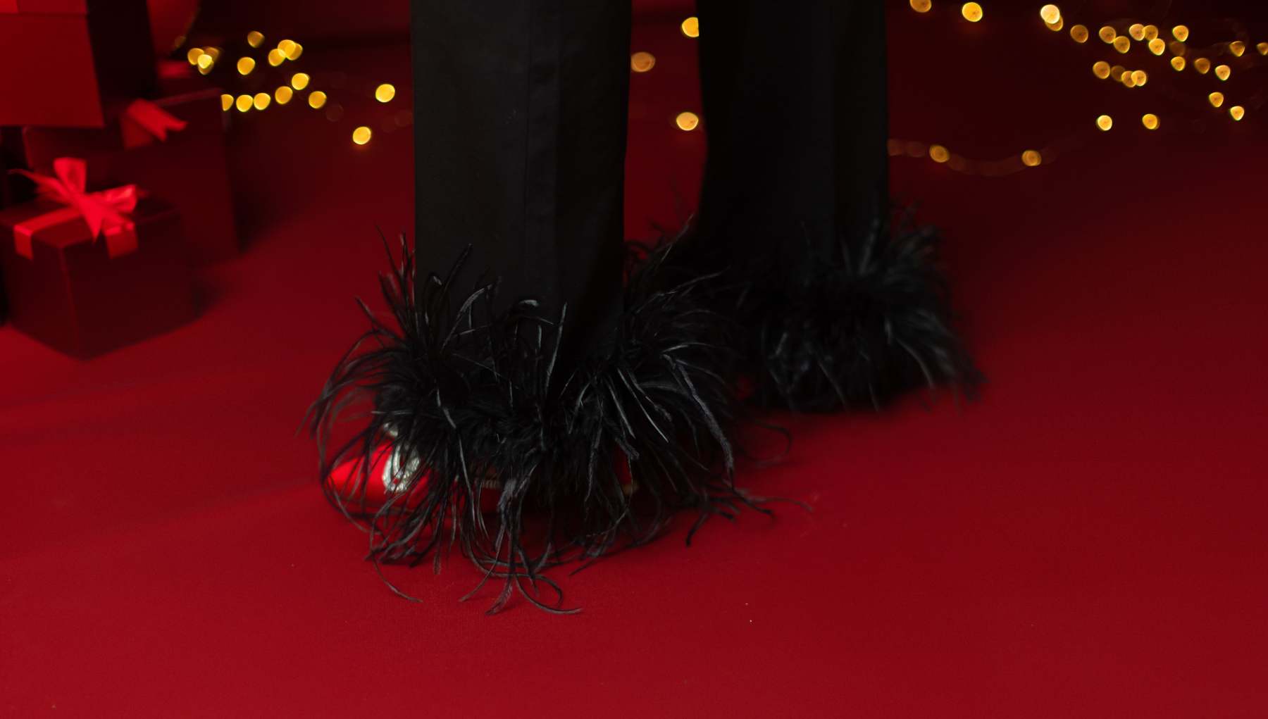 Black Feather Pants (PREORDER)-LL Trendy Clothing Store