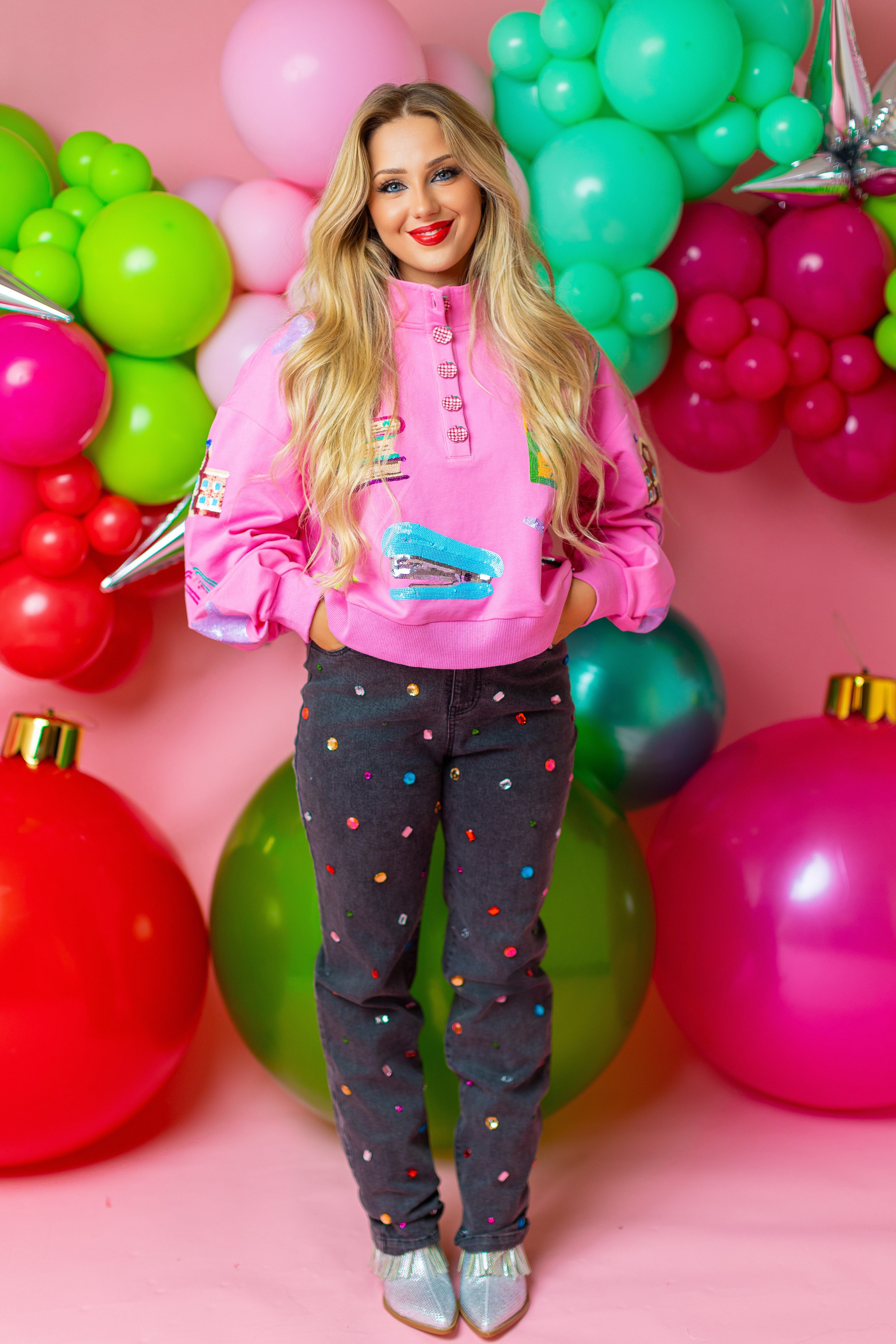 Rhinestone Black Party Jeans  (PREORDER)-LL Trendy Clothing Store