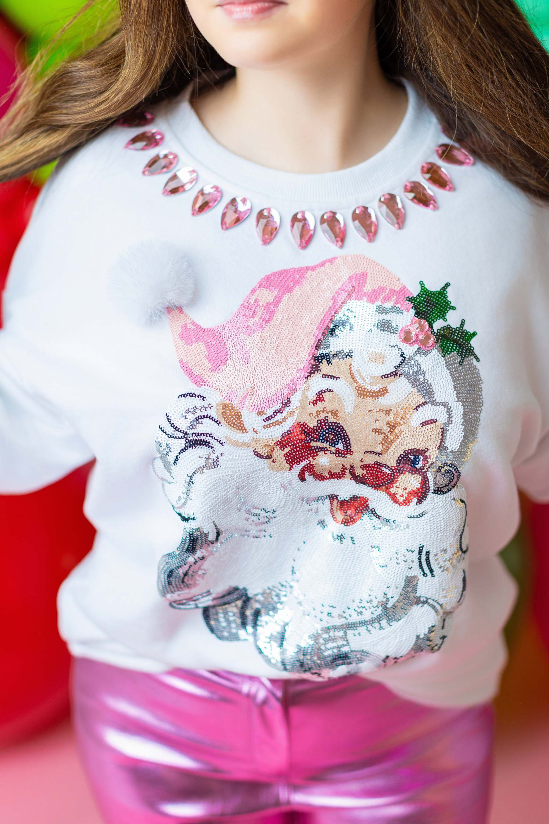 Glam PINK Santa Pullover (PREORDER)-LL Trendy Clothing Store