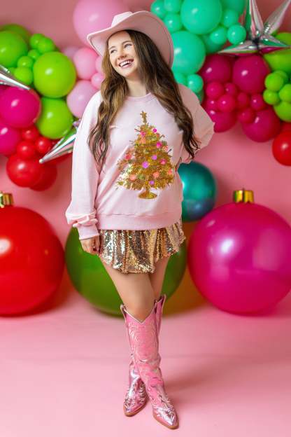 Golden Noel Pink Pullover  (PREORDER)-LL Trendy Clothing Store