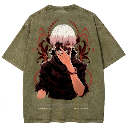 Tokyo Ghoul Kaneki Ken Unisex Fit Washed T-Shirt 2504007608-Uraldept Trendy Clothing Store