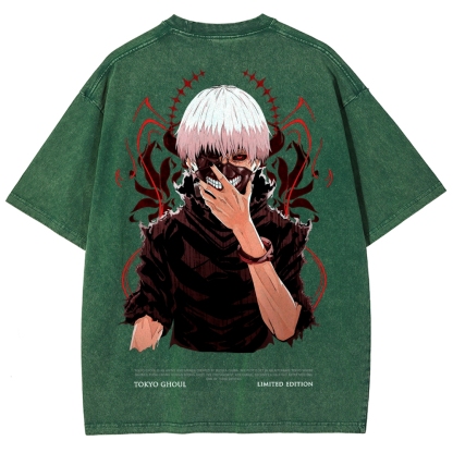 Tokyo Ghoul Kaneki Ken Unisex Fit Washed T-Shirt 2504007608-Uraldept Trendy Clothing Store