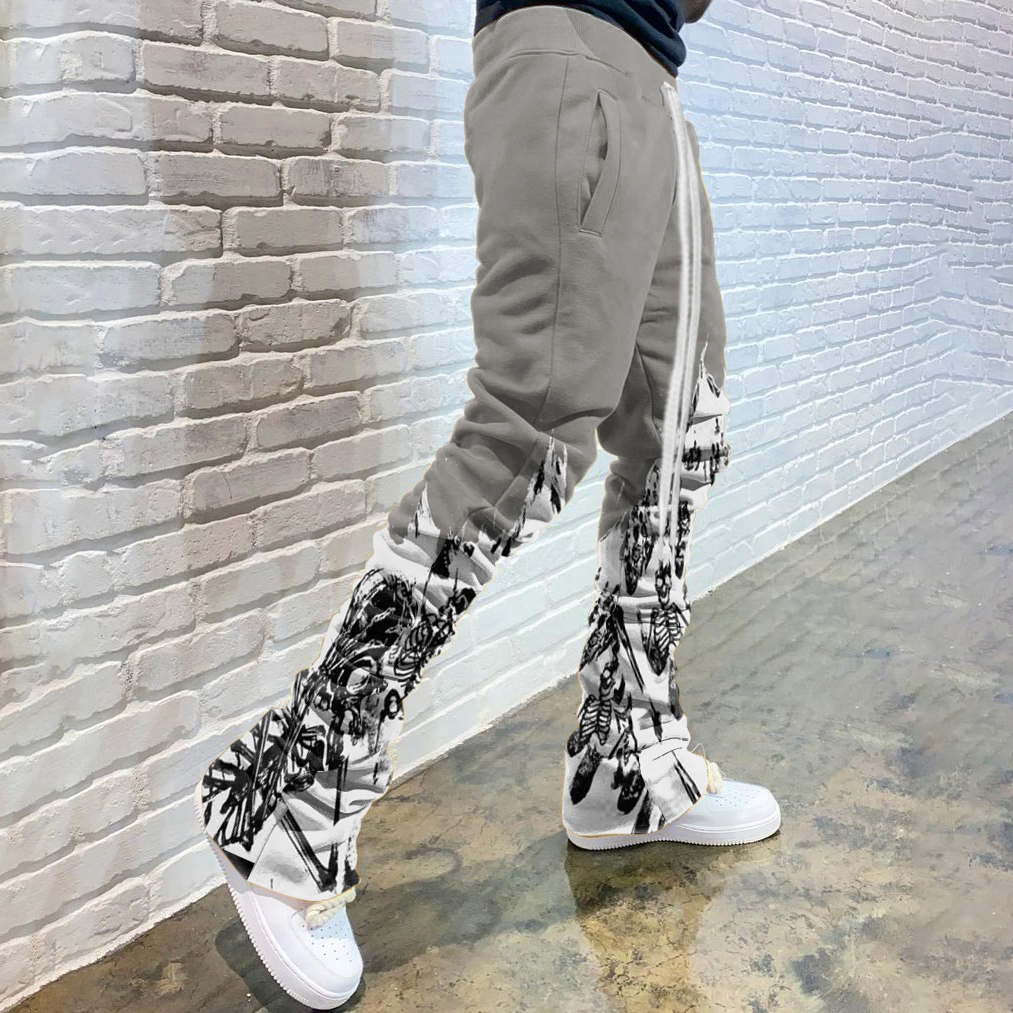 Casual Print Drawstring Flared Trousers-Uraldept Trendy Clothing Store