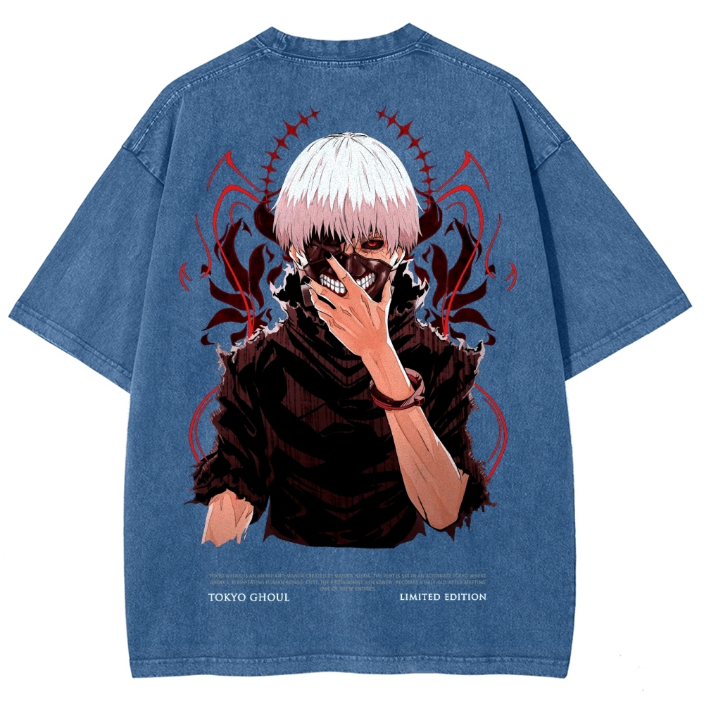 Tokyo Ghoul Kaneki Ken Unisex Fit Washed T-Shirt 2504007608-Uraldept Trendy Clothing Store