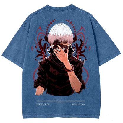 Tokyo Ghoul Kaneki Ken Unisex Fit Washed T-Shirt 2504007608-Uraldept Trendy Clothing Store