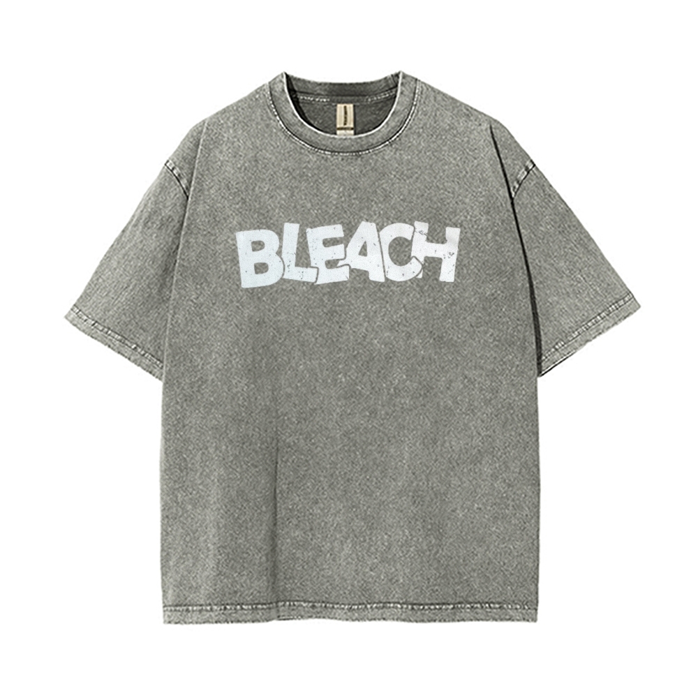 Vintage Unisex-Adult Oversized Washed Cotton T-Shirt Graphic BLEACH - Shinigami T-shirt-Uraldept Trendy Clothing Store