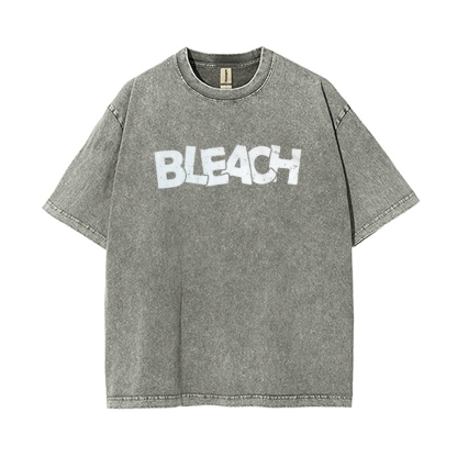 Vintage Unisex-Adult Oversized Washed Cotton T-Shirt Graphic BLEACH - Shinigami T-shirt-Uraldept Trendy Clothing Store