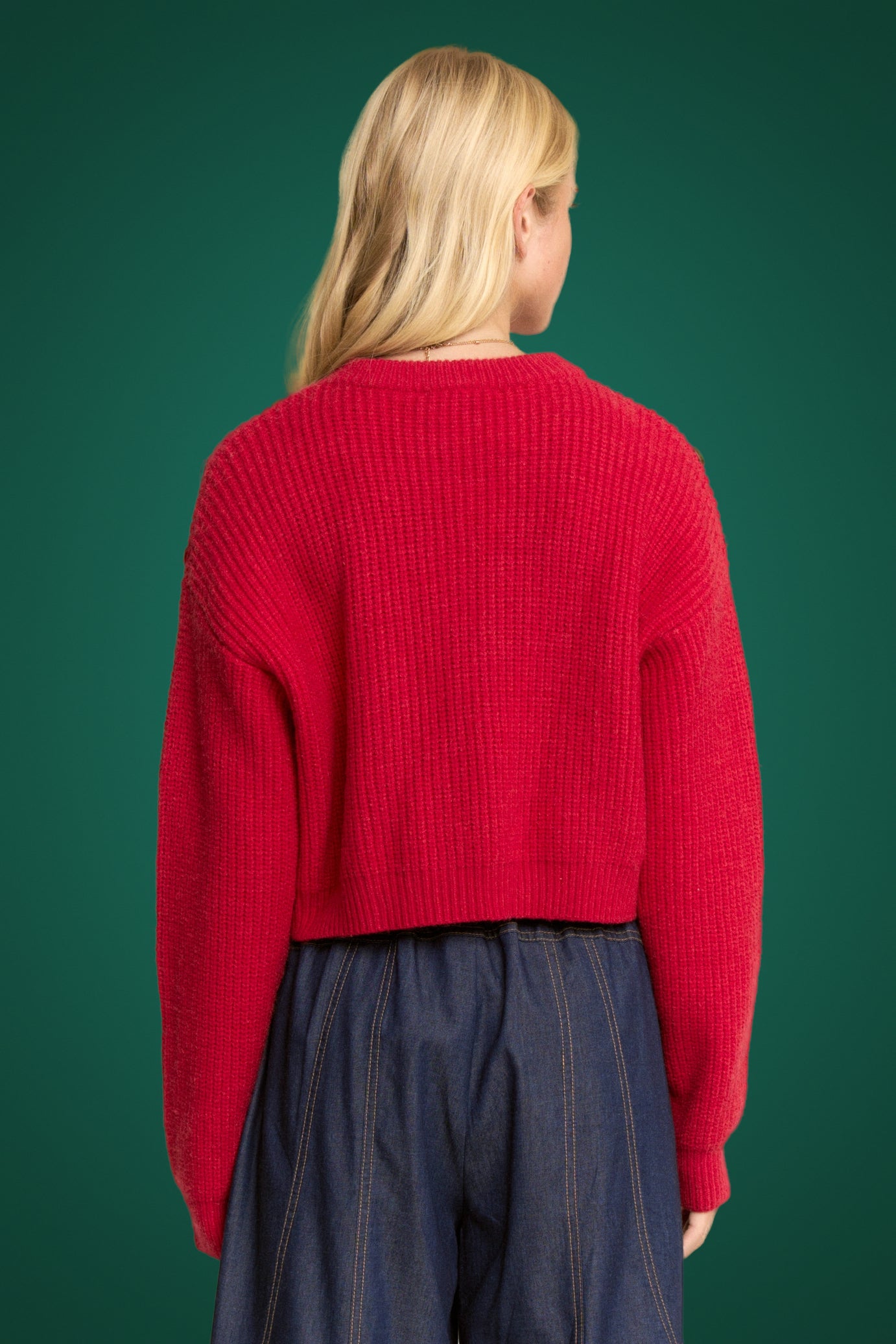 RHINESTONE RED SOFT KNIT SWEATER RTS-LL Trendy Clothing Store