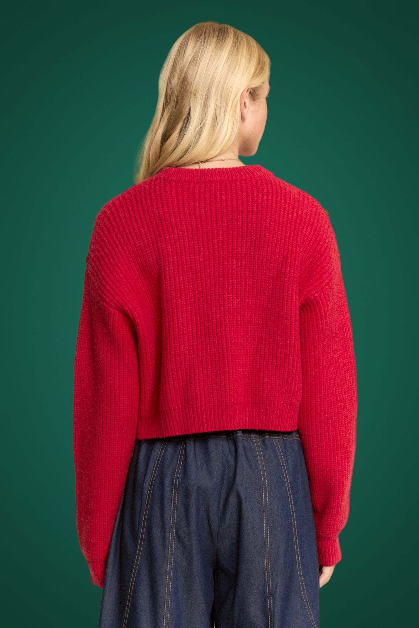 RHINESTONE RED SOFT KNIT SWEATER RTS-LL Trendy Clothing Store