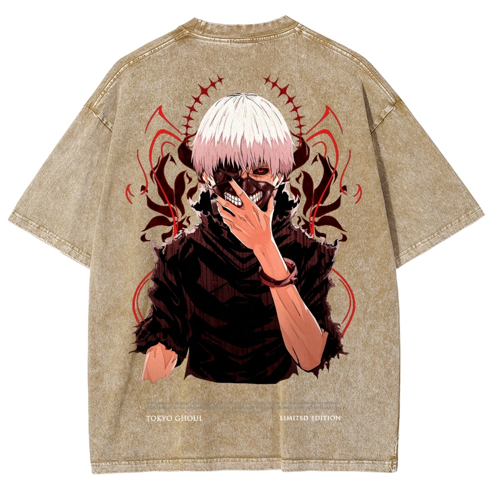 Tokyo Ghoul Kaneki Ken Unisex Fit Washed T-Shirt 2504007608-Uraldept Trendy Clothing Store