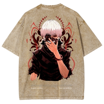 Tokyo Ghoul Kaneki Ken Unisex Fit Washed T-Shirt 2504007608-Uraldept Trendy Clothing Store