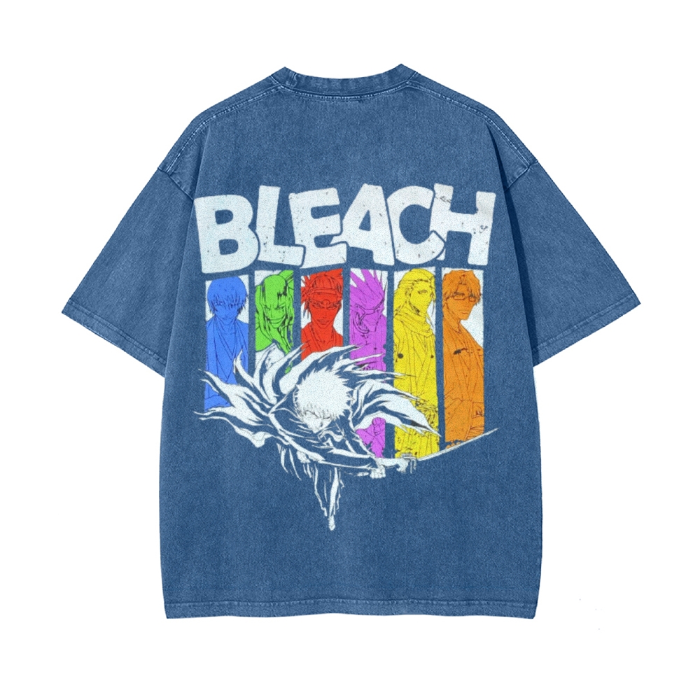 Vintage Unisex-Adult Oversized Washed Cotton T-Shirt Graphic BLEACH - Shinigami T-shirt-Uraldept Trendy Clothing Store