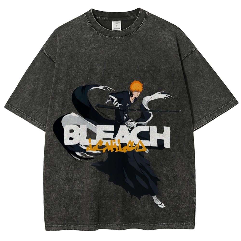 Ichigo Kurosaki Bleach Unisex Washed T-shirt-Uraldept Trendy Clothing Store