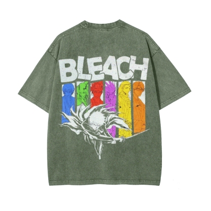 Vintage Unisex-Adult Oversized Washed Cotton T-Shirt Graphic BLEACH - Shinigami T-shirt-Uraldept Trendy Clothing Store