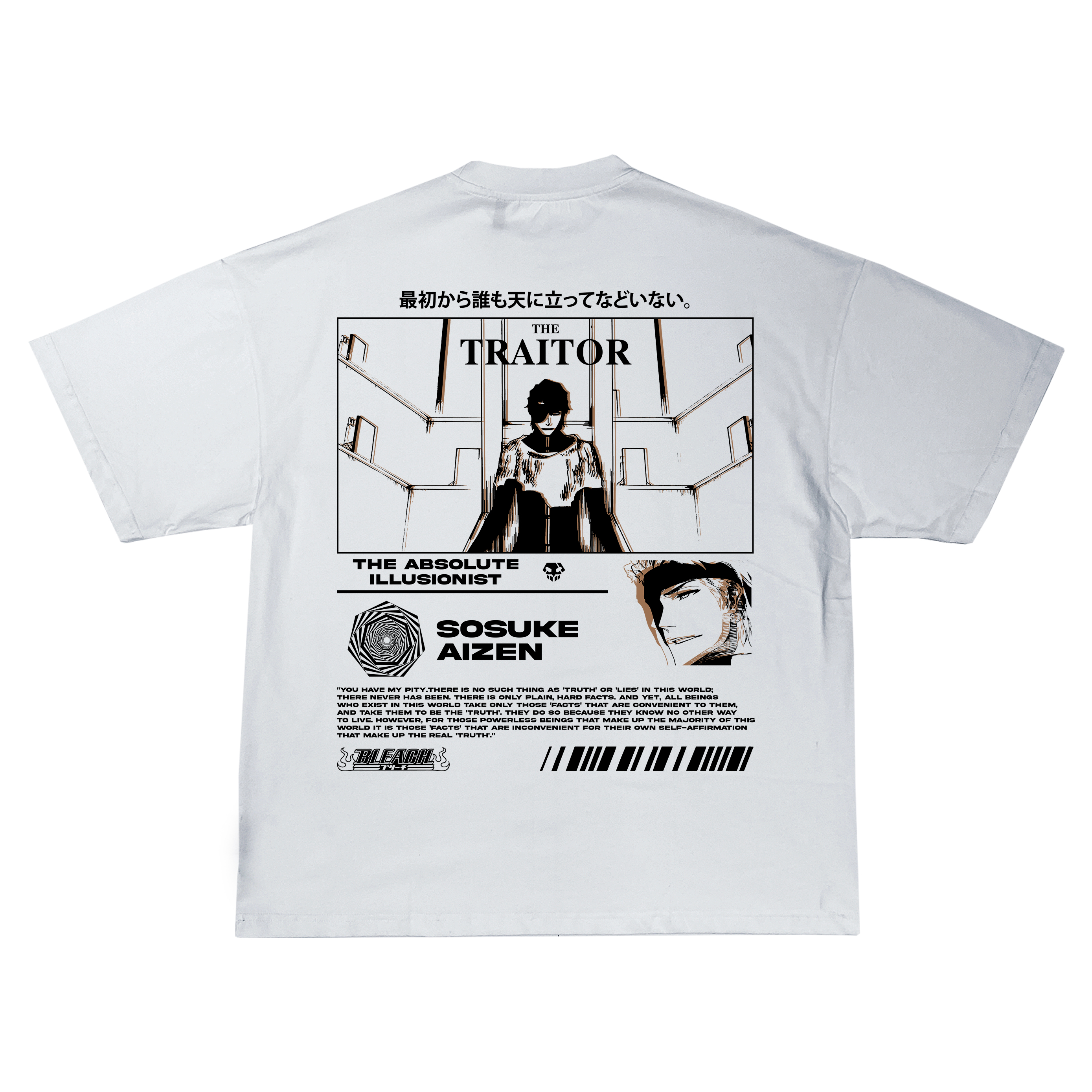Sosuke Aizen Bleach | White T-Shirt TYBW-Uraldept Trendy Clothing Store