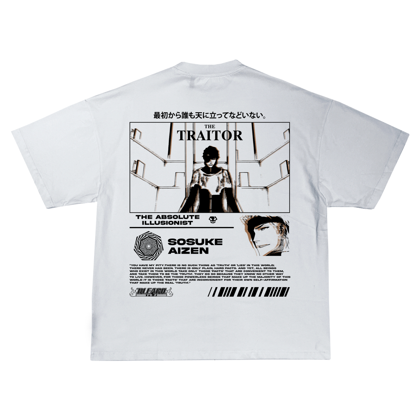 Sosuke Aizen Bleach | White T-Shirt TYBW-Uraldept Trendy Clothing Store