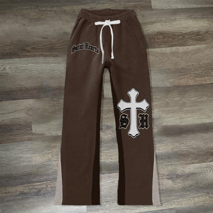 Cross Saint Hearts Print Sweatshirt Trousers-Uraldept Trendy Clothing Store