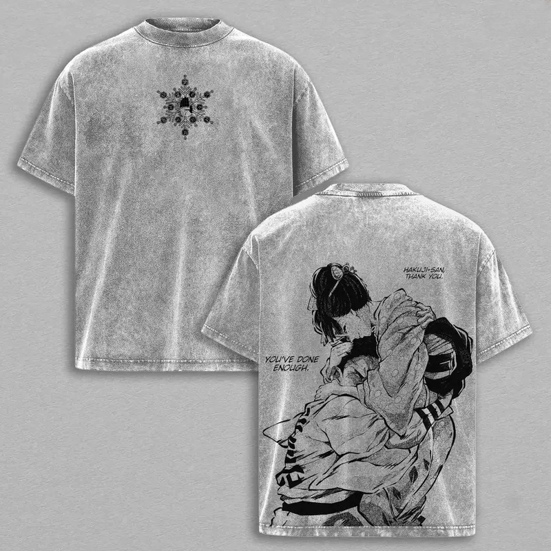 Akaza vs Koyuki vintage washed oversized tee-LL Trendy Clothing Store