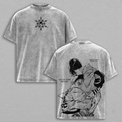 Akaza vs Koyuki vintage washed oversized tee-LL Trendy Clothing Store