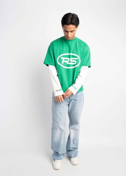 PRE-ORDER RS DOUBLE SLEEVE GREEN & WHITE