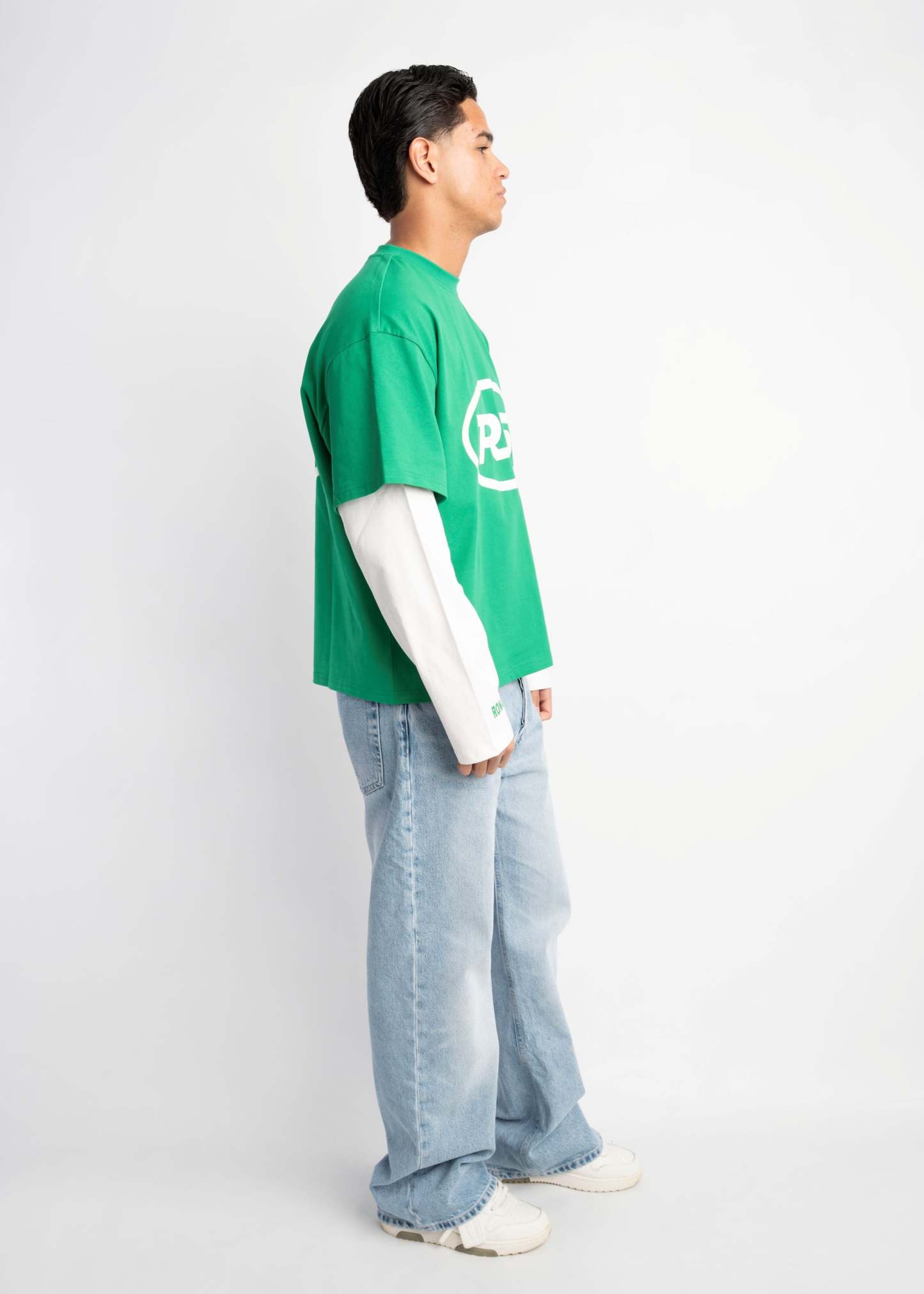 PRE-ORDER RS DOUBLE SLEEVE GREEN & WHITE