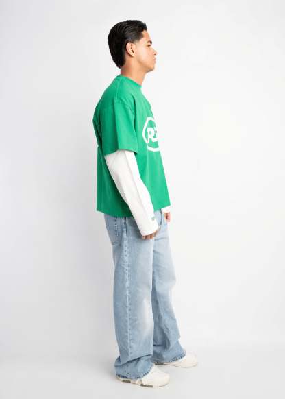 PRE-ORDER RS DOUBLE SLEEVE GREEN & WHITE