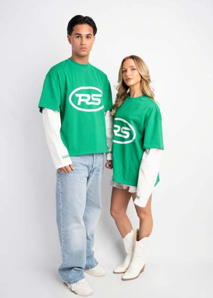 PRE-ORDER RS DOUBLE SLEEVE GREEN & WHITE