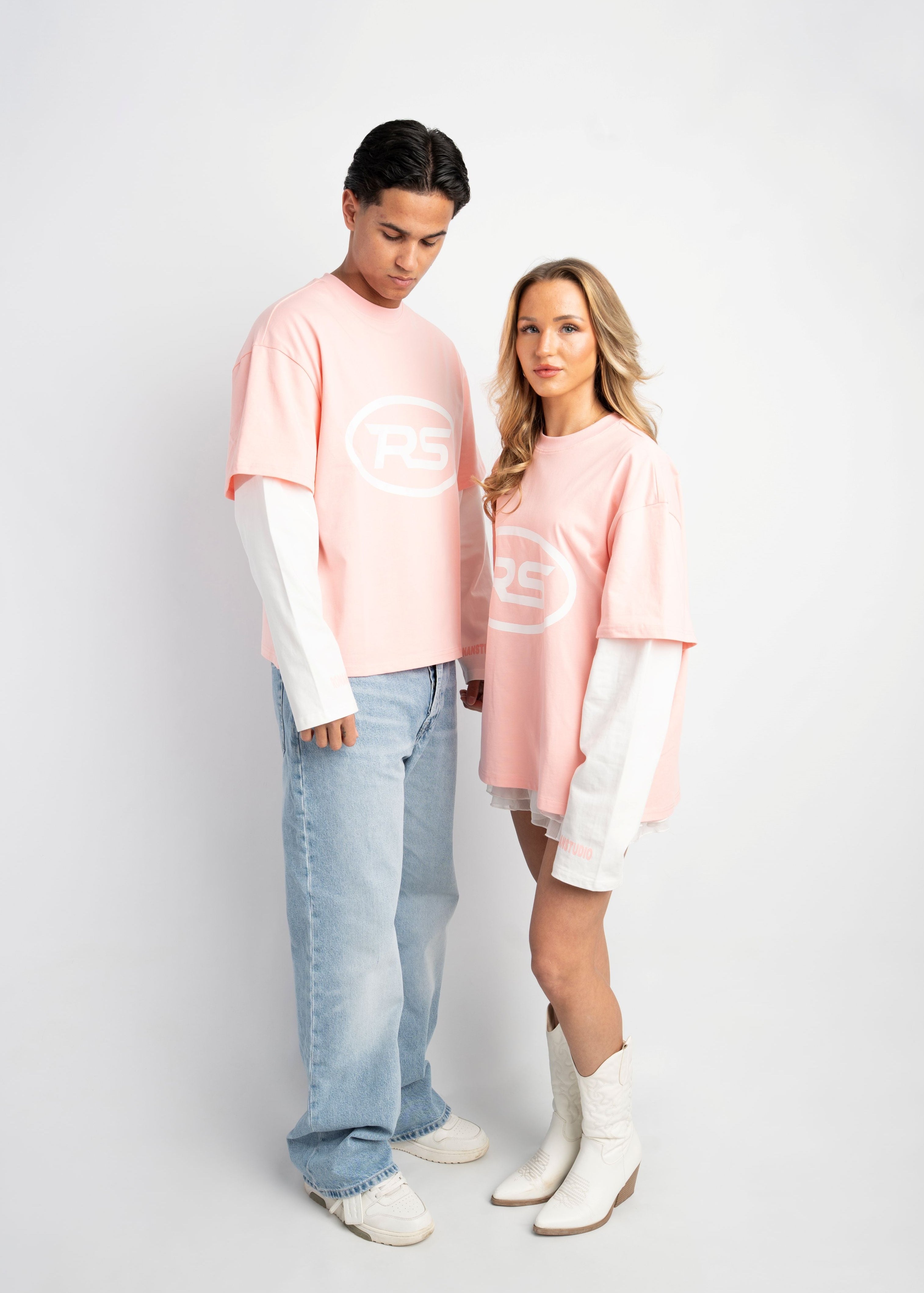 PRE-ORDER RS DOUBLE SLEEVE PINK & WHITE