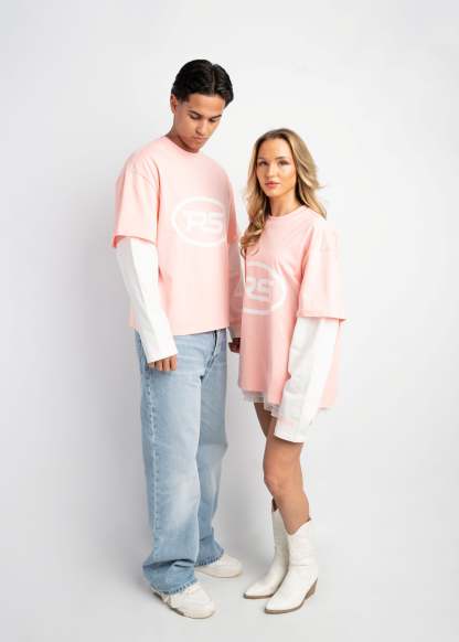 PRE-ORDER RS DOUBLE SLEEVE PINK & WHITE