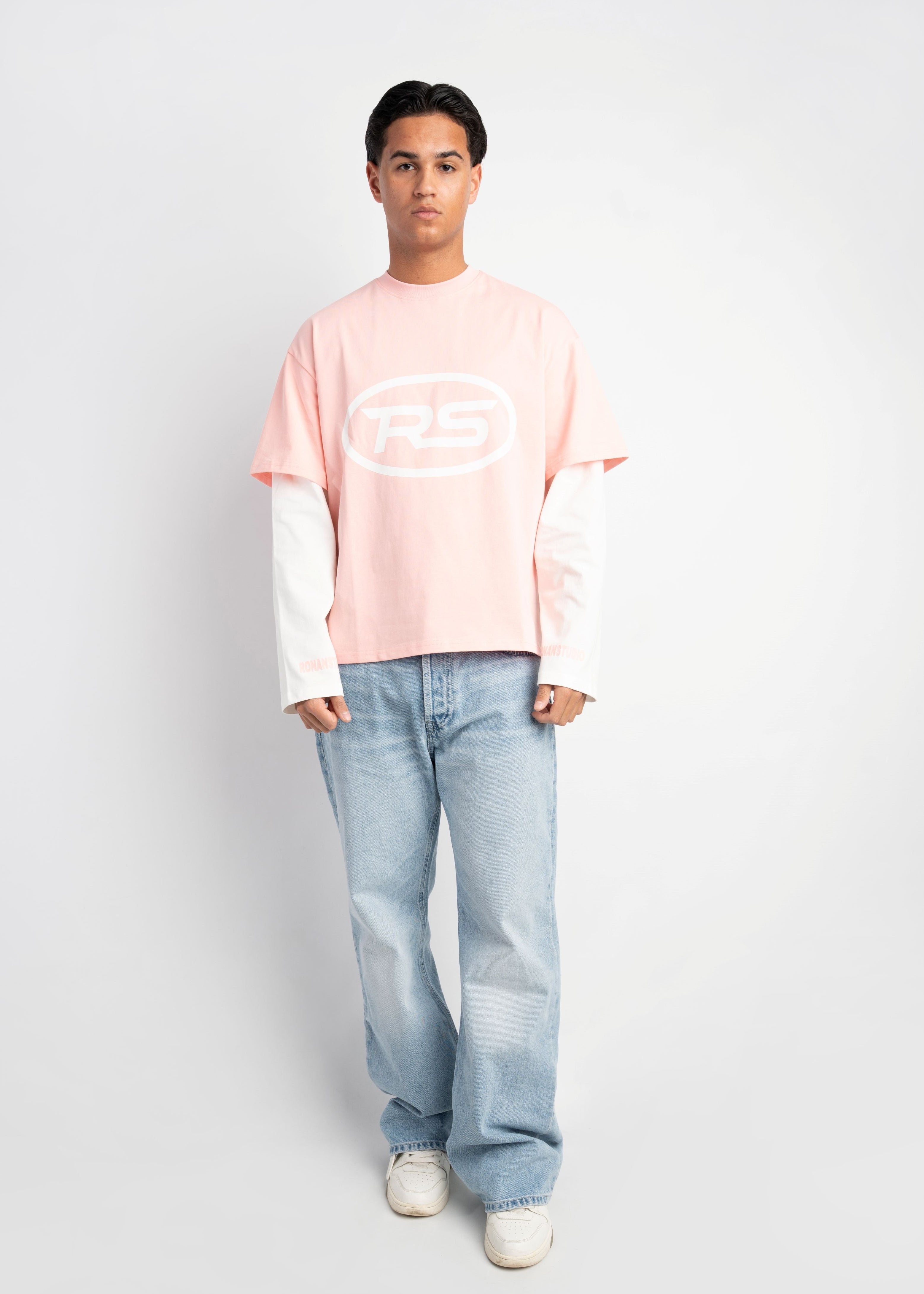 PRE-ORDER RS DOUBLE SLEEVE PINK & WHITE