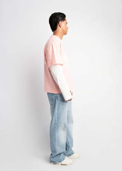 PRE-ORDER RS DOUBLE SLEEVE PINK & WHITE