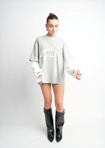 PRE-ORDER DOUBLE SLEEVE GREY & WHITE