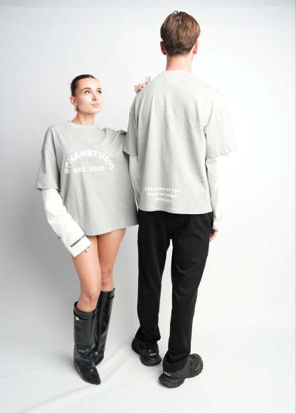 PRE-ORDER DOUBLE SLEEVE GREY & WHITE