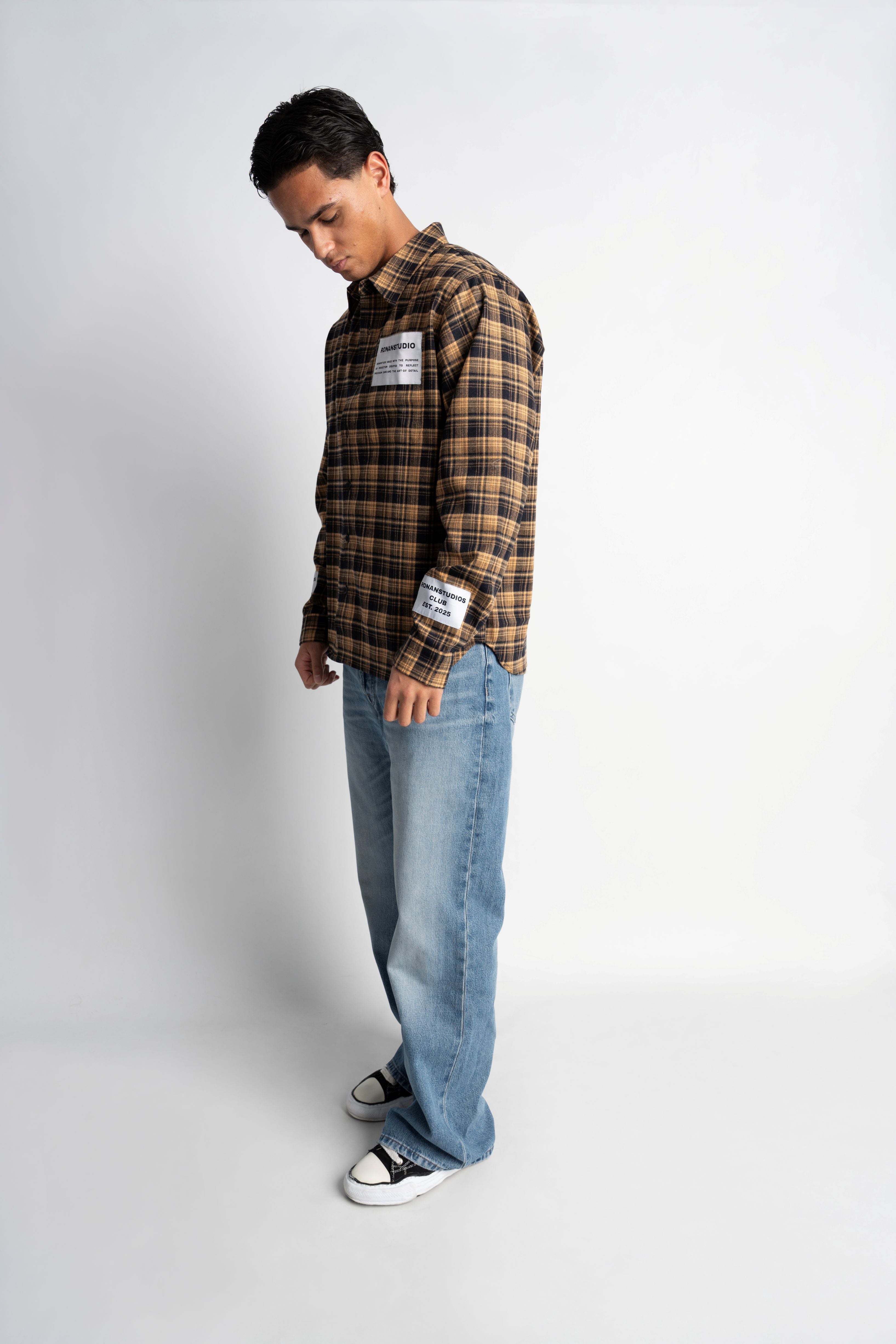 PRE-ORDER LABEL FLANNEL YELLOW X NAVY