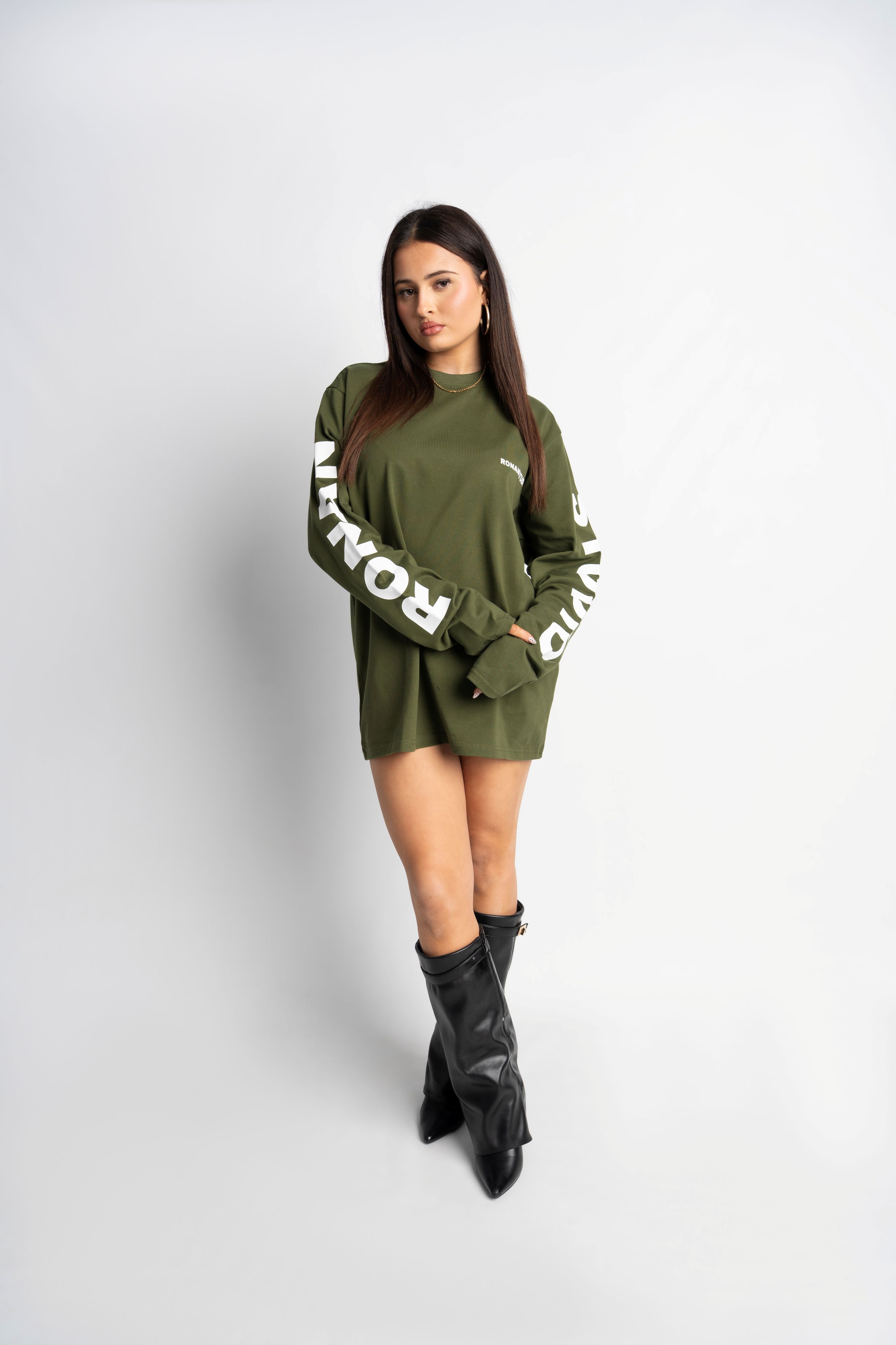 PRE-ORDER STUDIO OLIVE GREEN OVERSIZED LONGSLEEVE