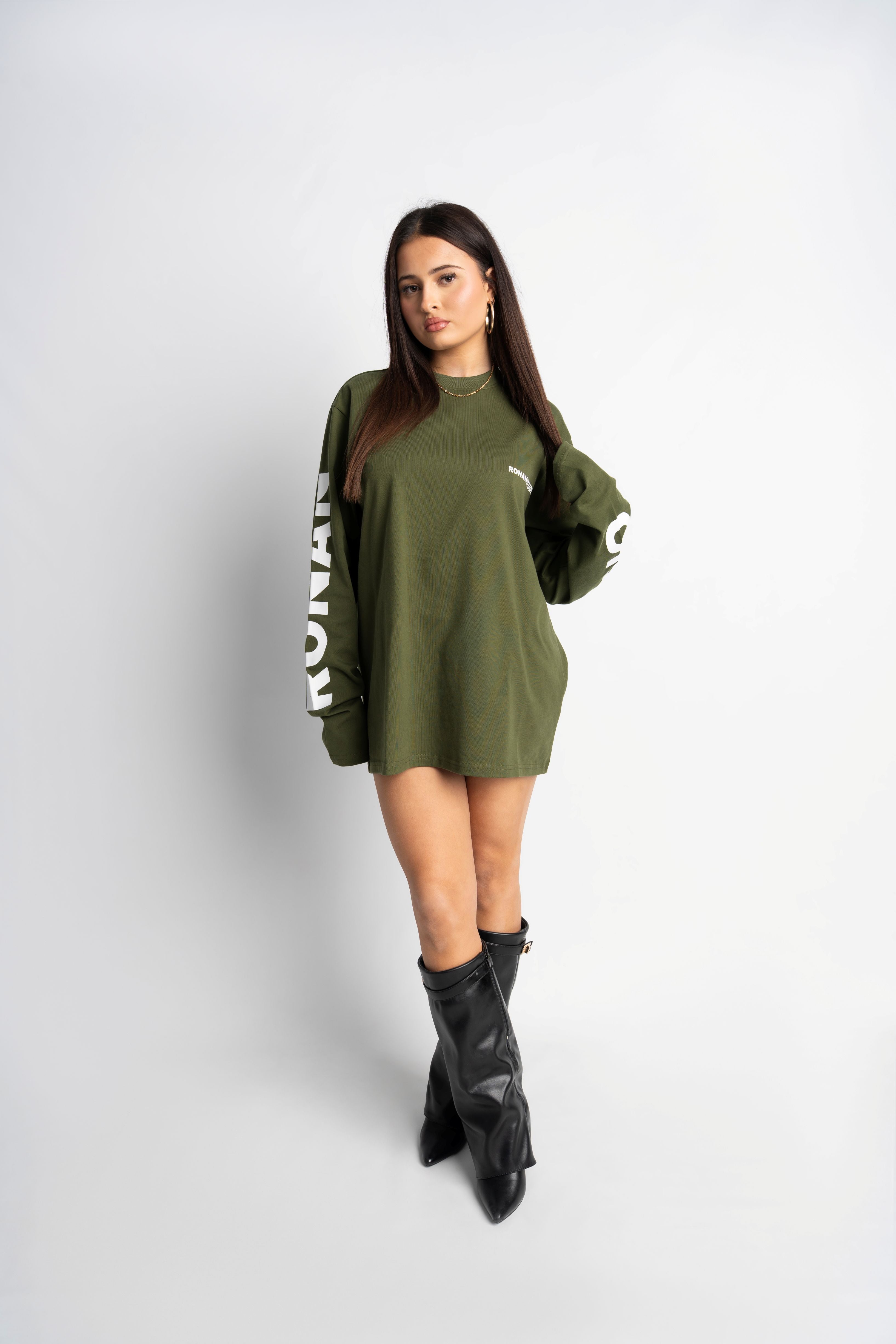 PRE-ORDER STUDIO OLIVE GREEN OVERSIZED LONGSLEEVE