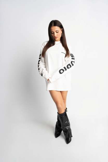 PRE-ORDER STUDIO WHITE OVERSIZED LONGSLEEVE