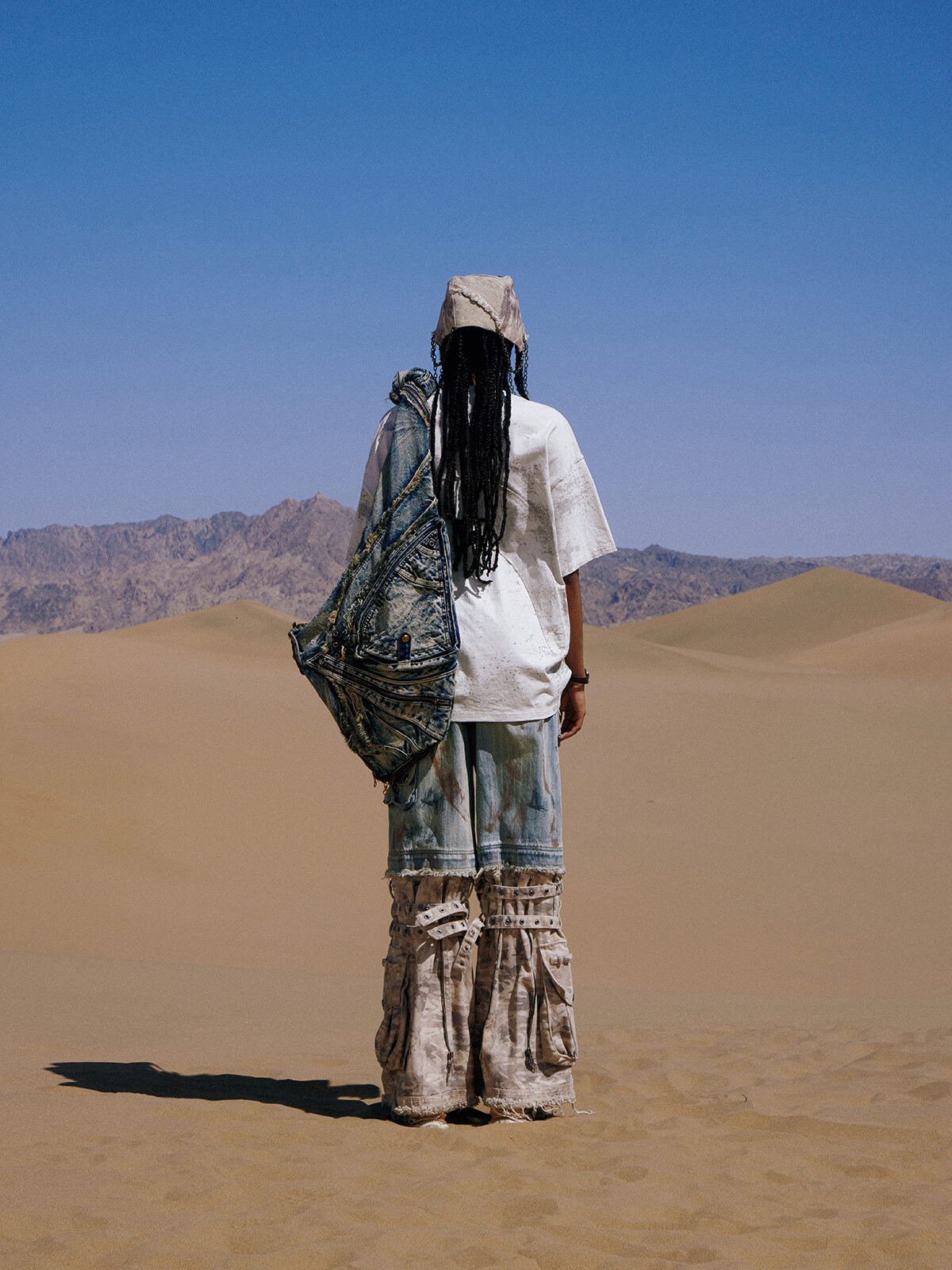 Personsoul Detachable Paneled Camo Baggy Jeans