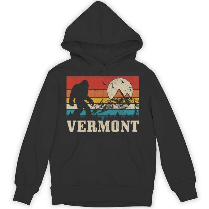 Vermont Bigfoot Vintage Mountains Hiking Camping Hunter Unisex Hoodie