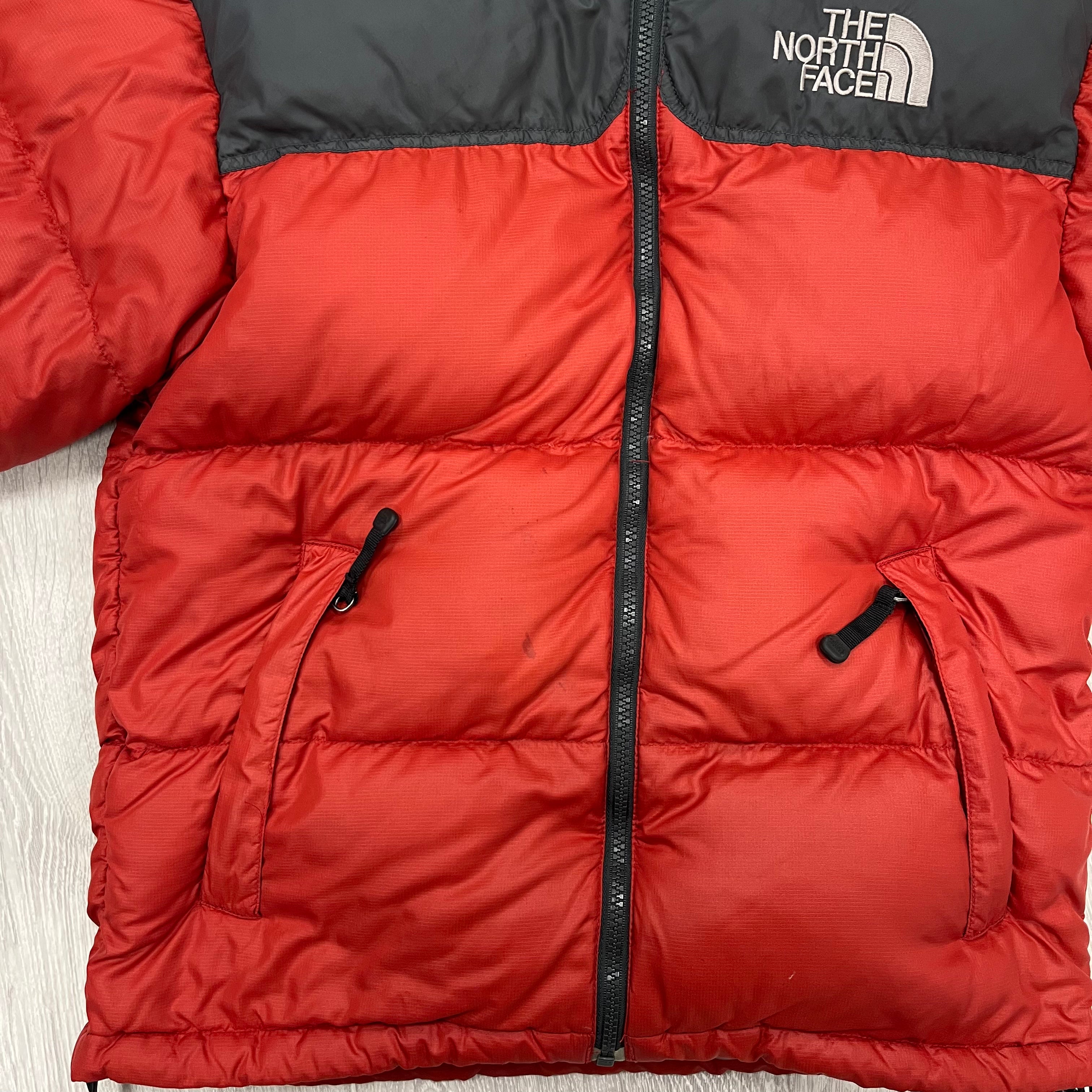 Red & Grey Puffer Jacket WITH STAIN