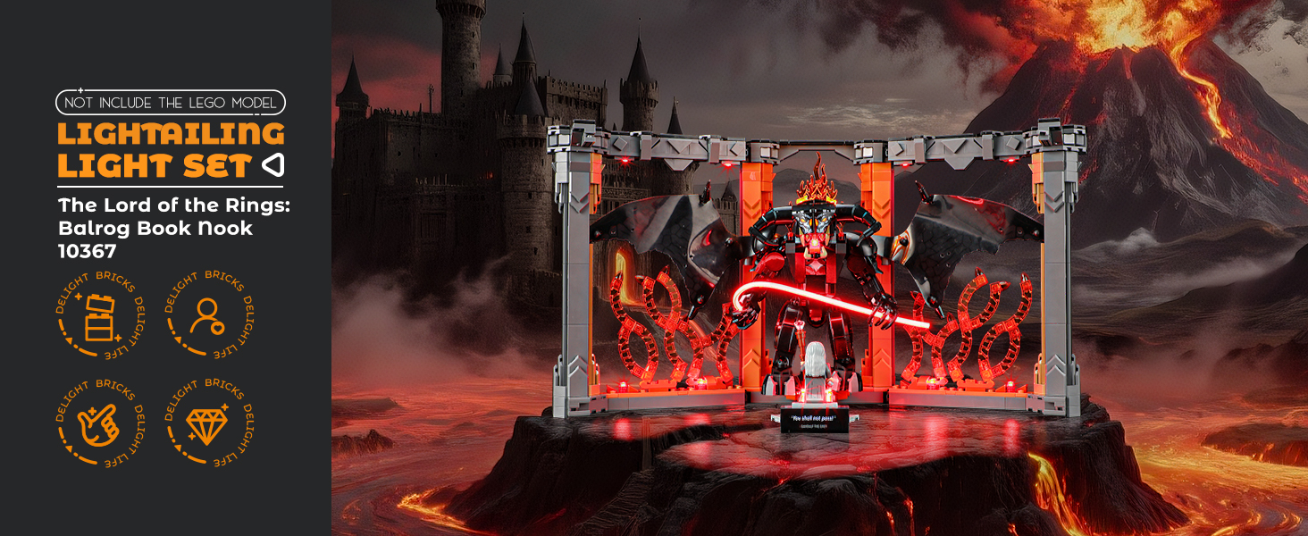 LIGHTAILING Light for Lego 10367 The Lord of The Rings: Balrog Book-Nook