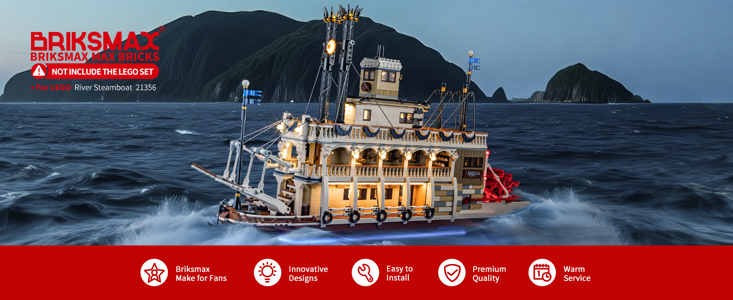 BRIKSMAX 2.0 Innovative Light Kits for Lego 21356 River Steamboat