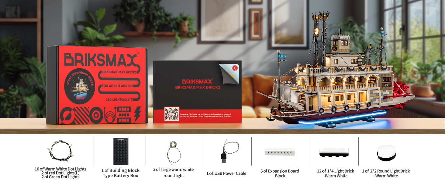 BRIKSMAX 2.0 Innovative Light Kits for Lego 21356 River Steamboat