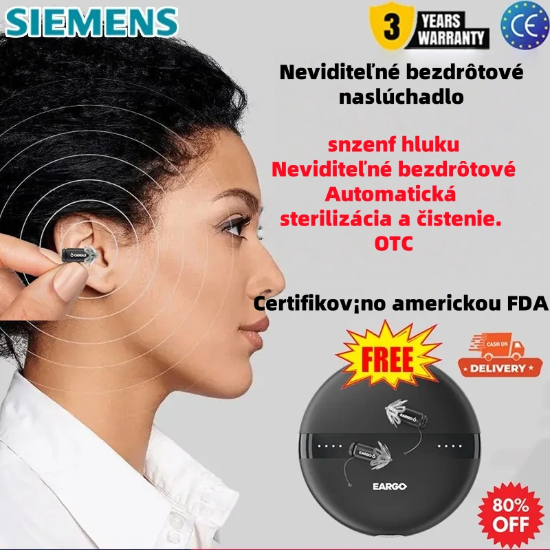 SIEMENS EARGO 7 OTC SLUCHADLO: NEVIDITELNÉ, DOBÍJECÍ, FLEXIBILNÍ CIC, SCHVÁLENO FDA.