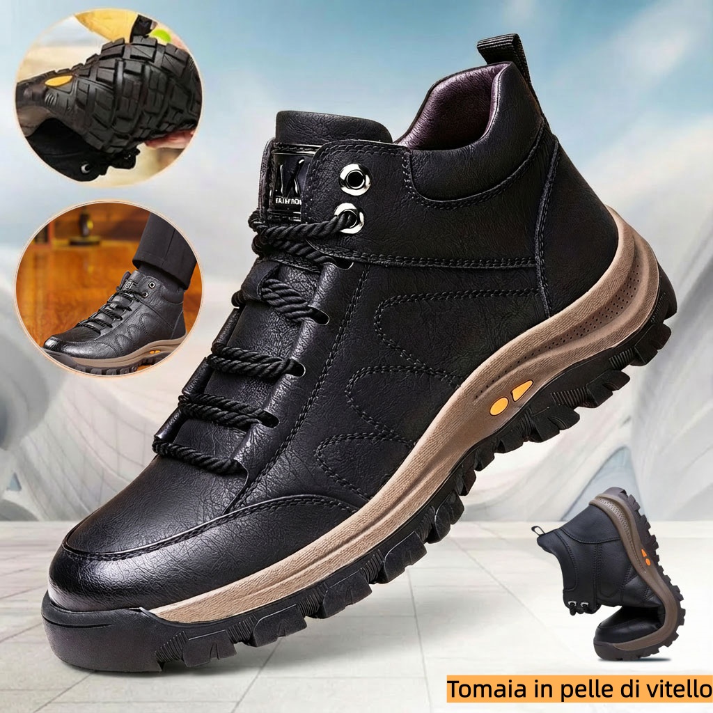 【🎁Offerta a tempo limitato】Realizzato in pelle di vitello australiana🐂Supporto dell'arco plantare - allevia il dolore al piede✅Impermeabile - antiscivolo - rende la camminata confortevole✅