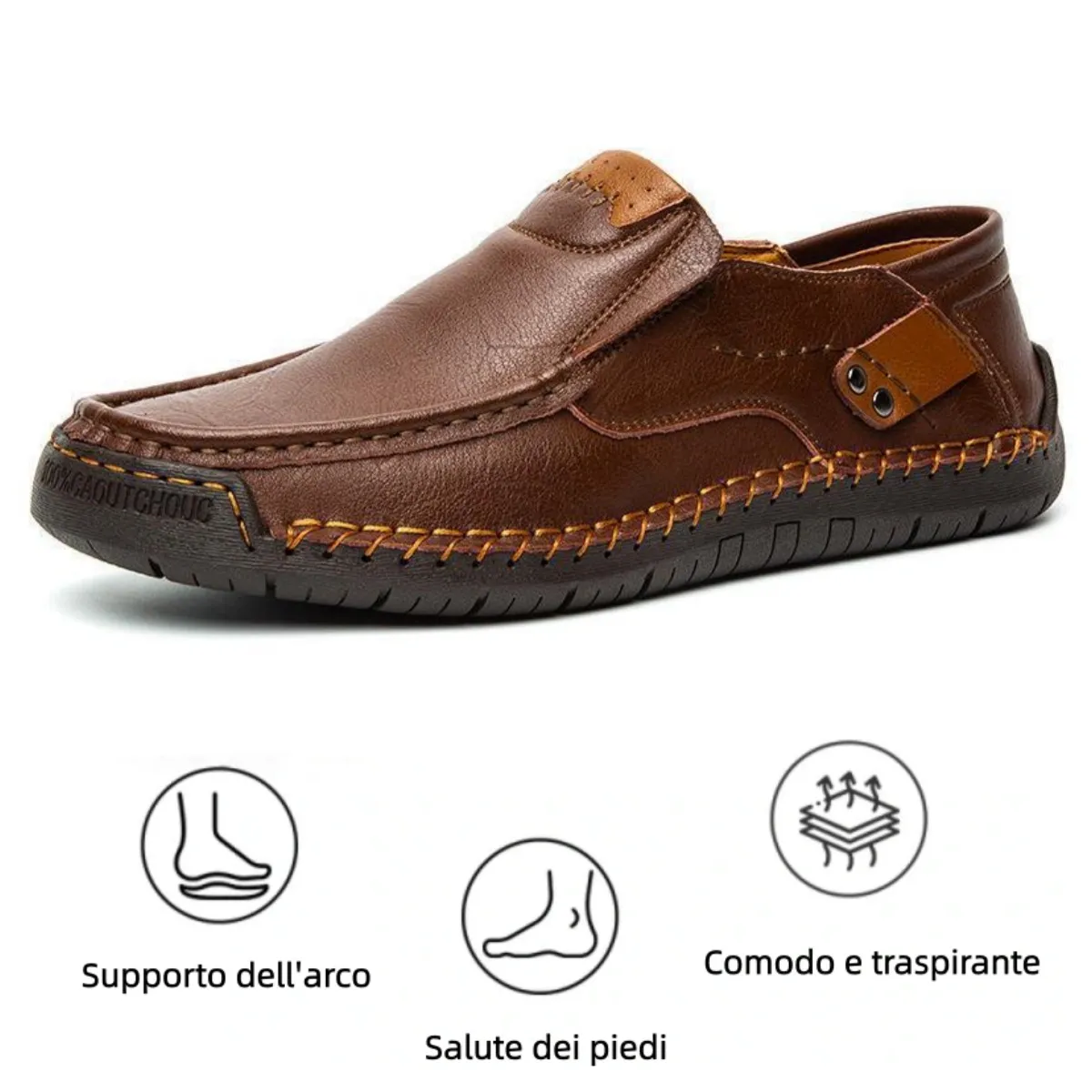 【🎁Offerta a tempo limitato】Realizzato in pelle di vitello australiana🐂Supporto dell'arco plantare - allevia il dolore al piede✅Impermeabile - antiscivolo - rende la camminata confortevole✅