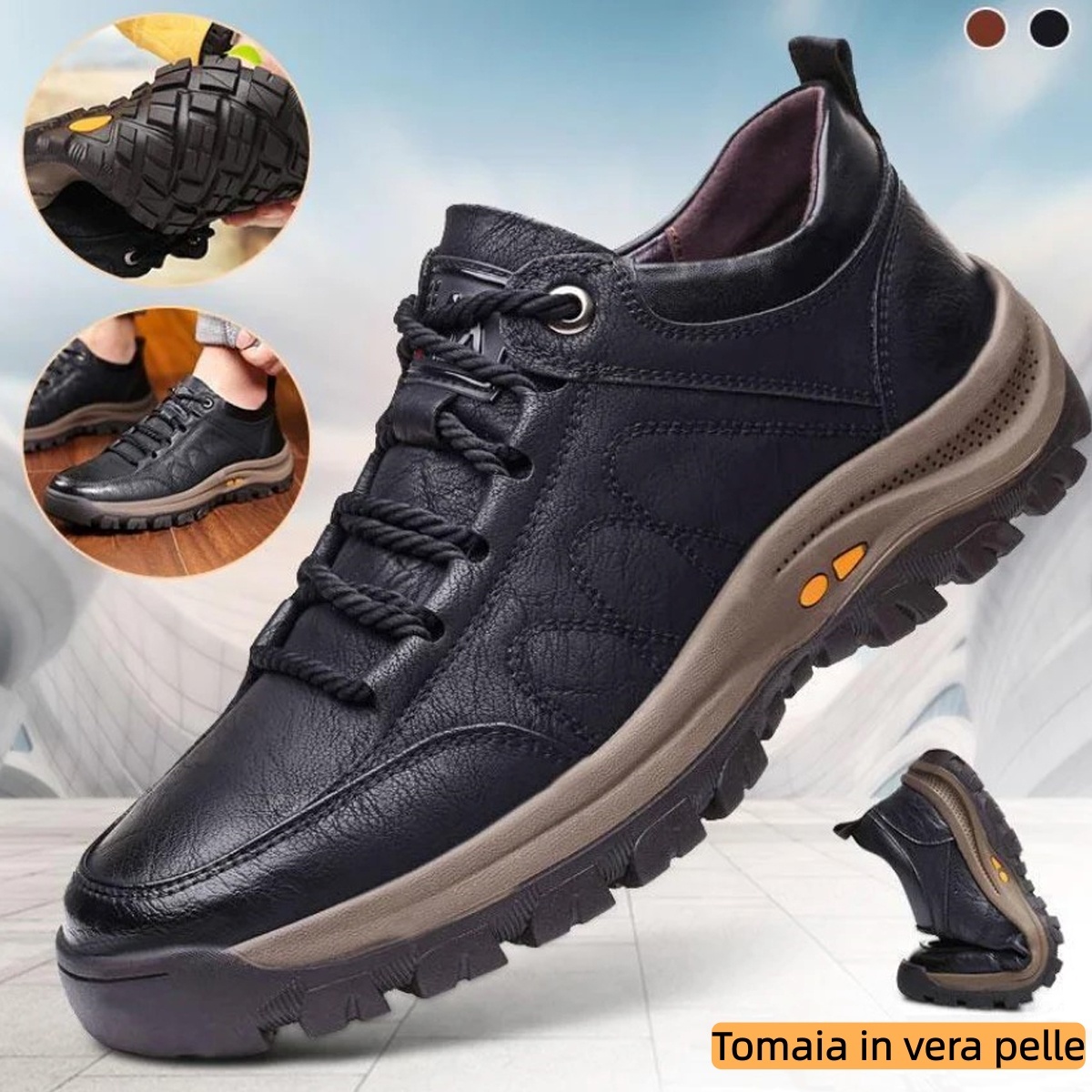 【🎁Offerta a tempo limitato】Realizzato in pelle di vitello australiana🐂Supporto dell'arco plantare - allevia il dolore al piede✅Impermeabile - antiscivolo - rende la camminata confortevole✅