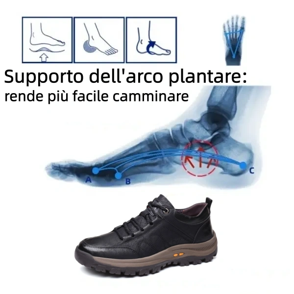 【🎁Offerta a tempo limitato】Realizzato in pelle di vitello australiana🐂Supporto dell'arco plantare - allevia il dolore al piede✅Impermeabile - antiscivolo - rende la camminata confortevole✅